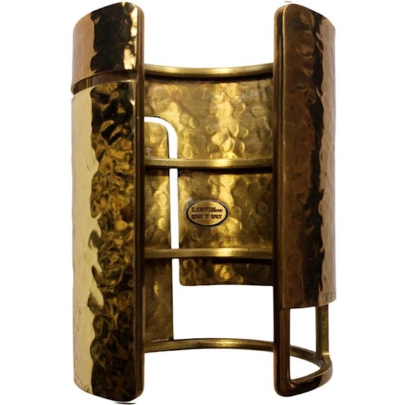 Vintage LANVIN PARIS Hammered Brass Oracle Cuff Bracelet S/S 2013 Runway - Picture 9 of 11